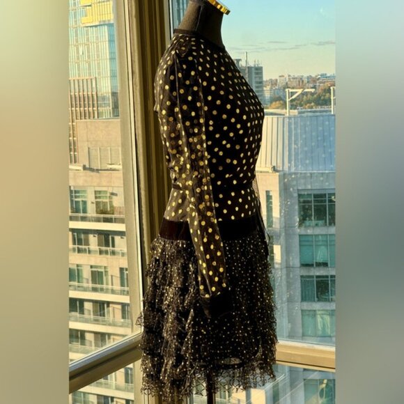 🆕 BRONX & BANCO 🧿 NWT Suns Mesh & Velvet Fit & Flare Mini Dress - Sz S - US 4 - Picture 4 of 16